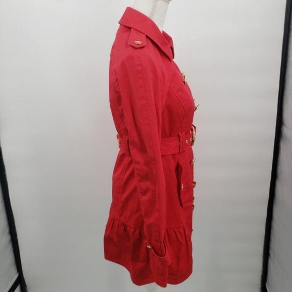 JUICY COUTURE Red Double Breasted Skirted Trench Coat Small - Picture 6 of 13